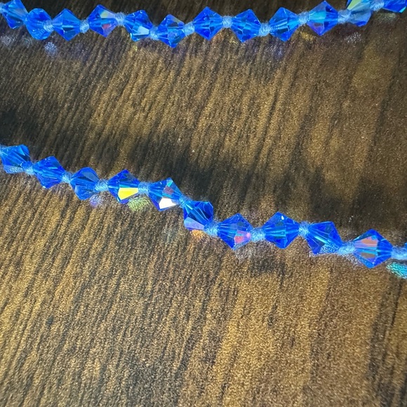 Vintage Charles Marchant Blue Aurora Crystal Hand Cut Long Opera Bead Necklace - Picture 5 of 11